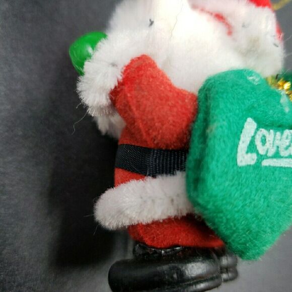Vintage Advertising Flocked Christmas Ornament Santa Bear Loves Travel Stop RARE - Picture 6 of 11